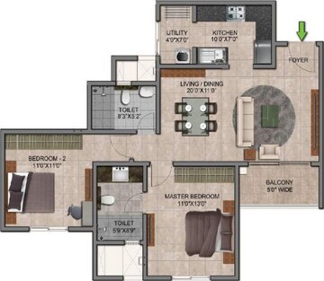  2 BHK Apartment at Prestige Jindal City, Bagalakunte – for Rent