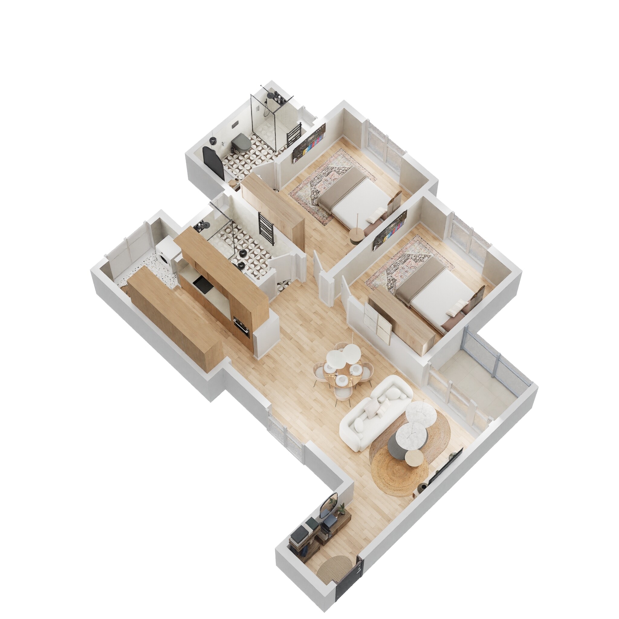 Floor plan of 2 BHK 1111 Sq. Ft. Apartment in Prestige Jindal City Phase 2, Bangalore