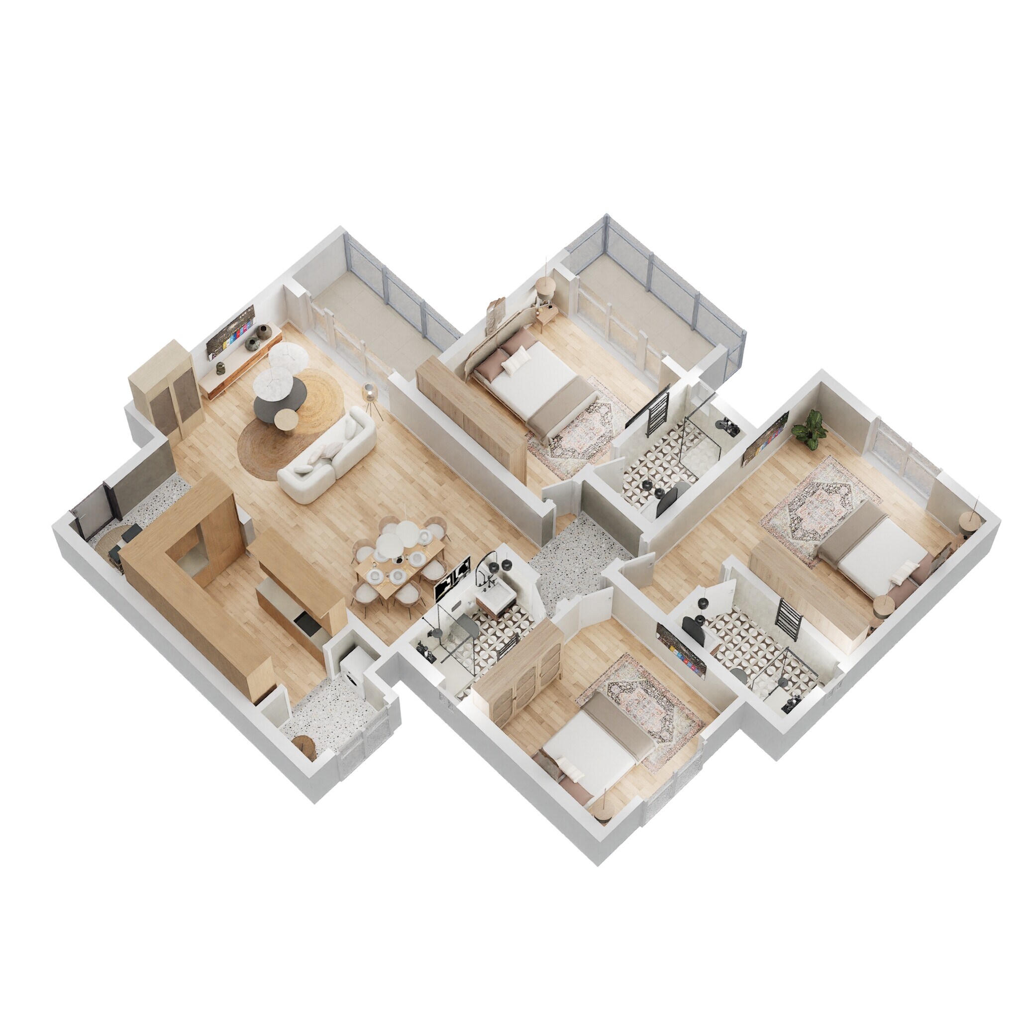Floor plan of 3 BHK 1719 Sq. Ft. Apartment in Prestige Jindal City Phase 2, Bangalore