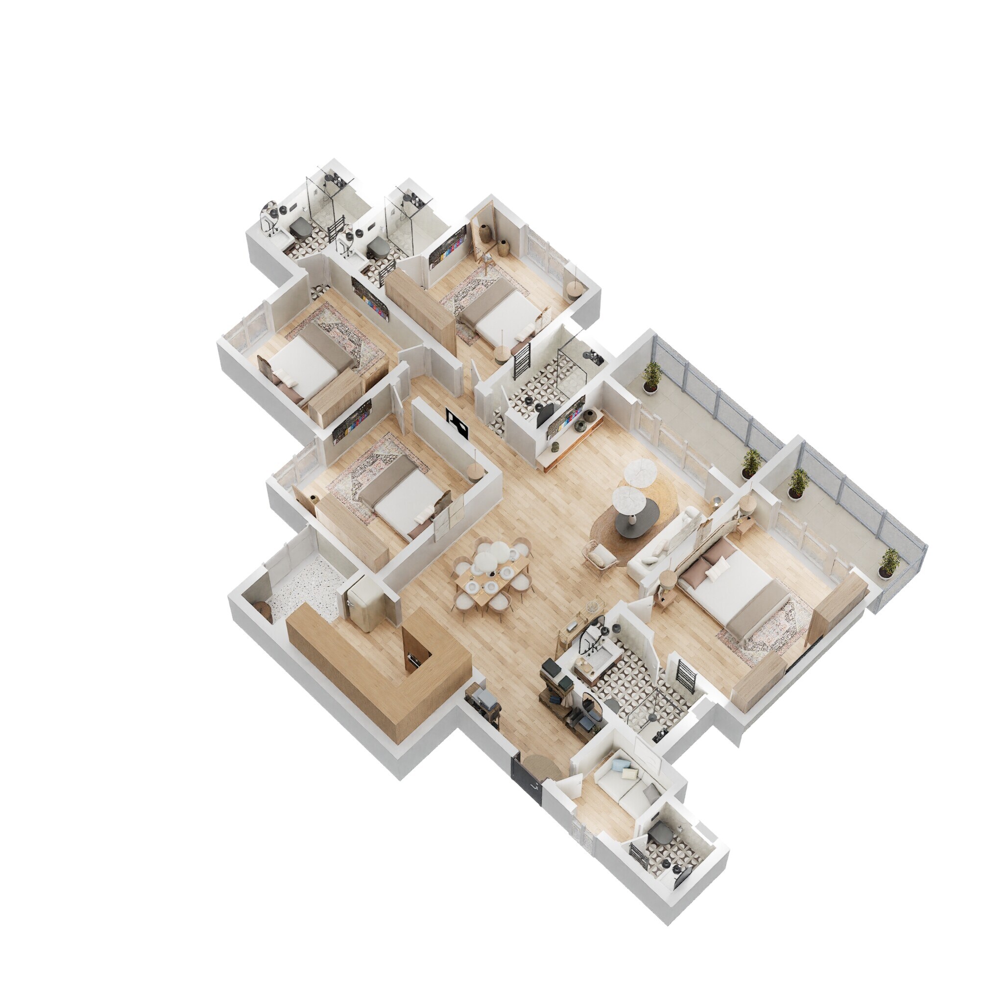 Floor plan of 4 BHK 2075 Sq. Ft. Apartment in Prestige Jindal City Phase 2, Bangalore