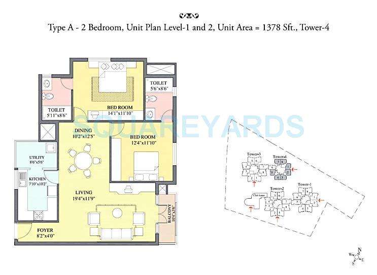 2 Bhk 1378 Sq Ft Apartment For Sale In Prestige Kensington