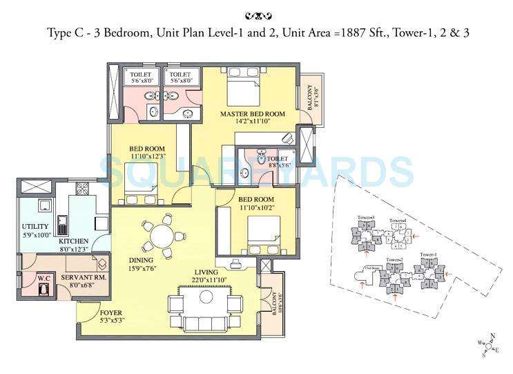 3 Bhk 1887 Sq Ft Apartment