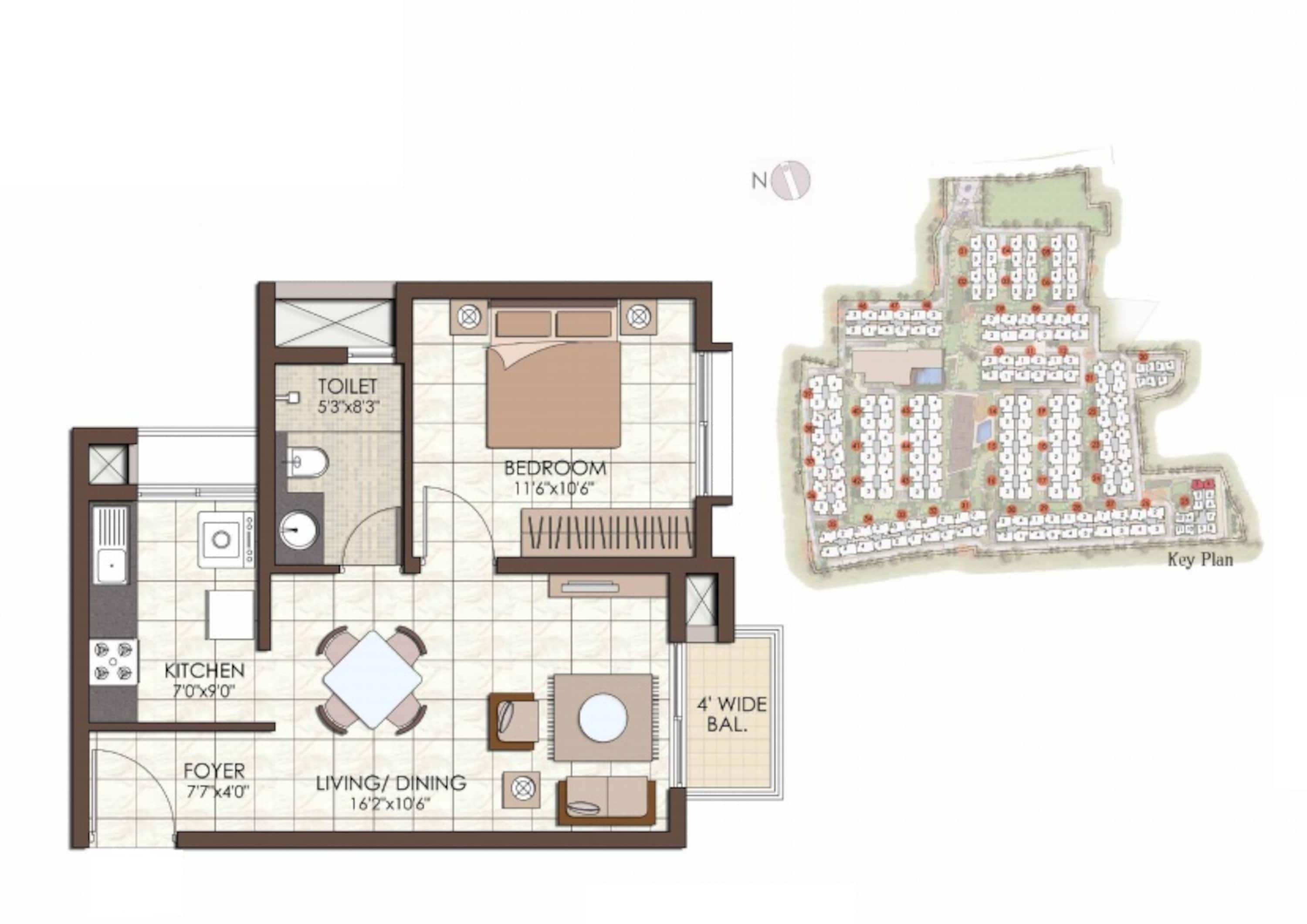 prestige kew gardens apartment 1bhk 634sqft 81