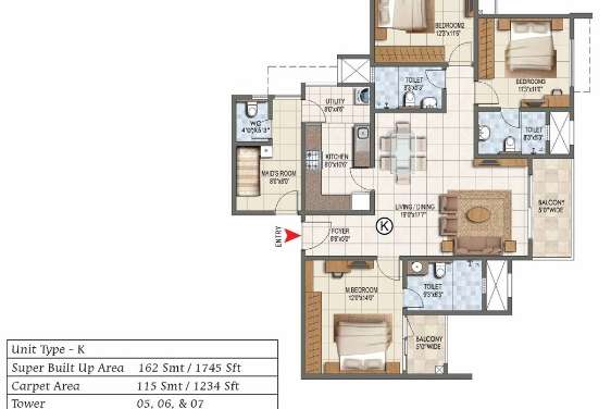 prestige lake ridge apartment 3 bhk 1745sqft 20212621172621
