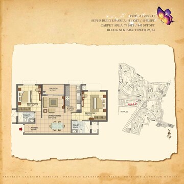  2 BHK Apartment at Prestige Lakeside Habitat, Varthur – for Rent