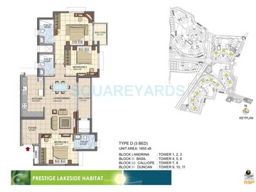  3 BHK Apartment at Prestige Lakeside Habitat Apartments, Varthur – for Sale