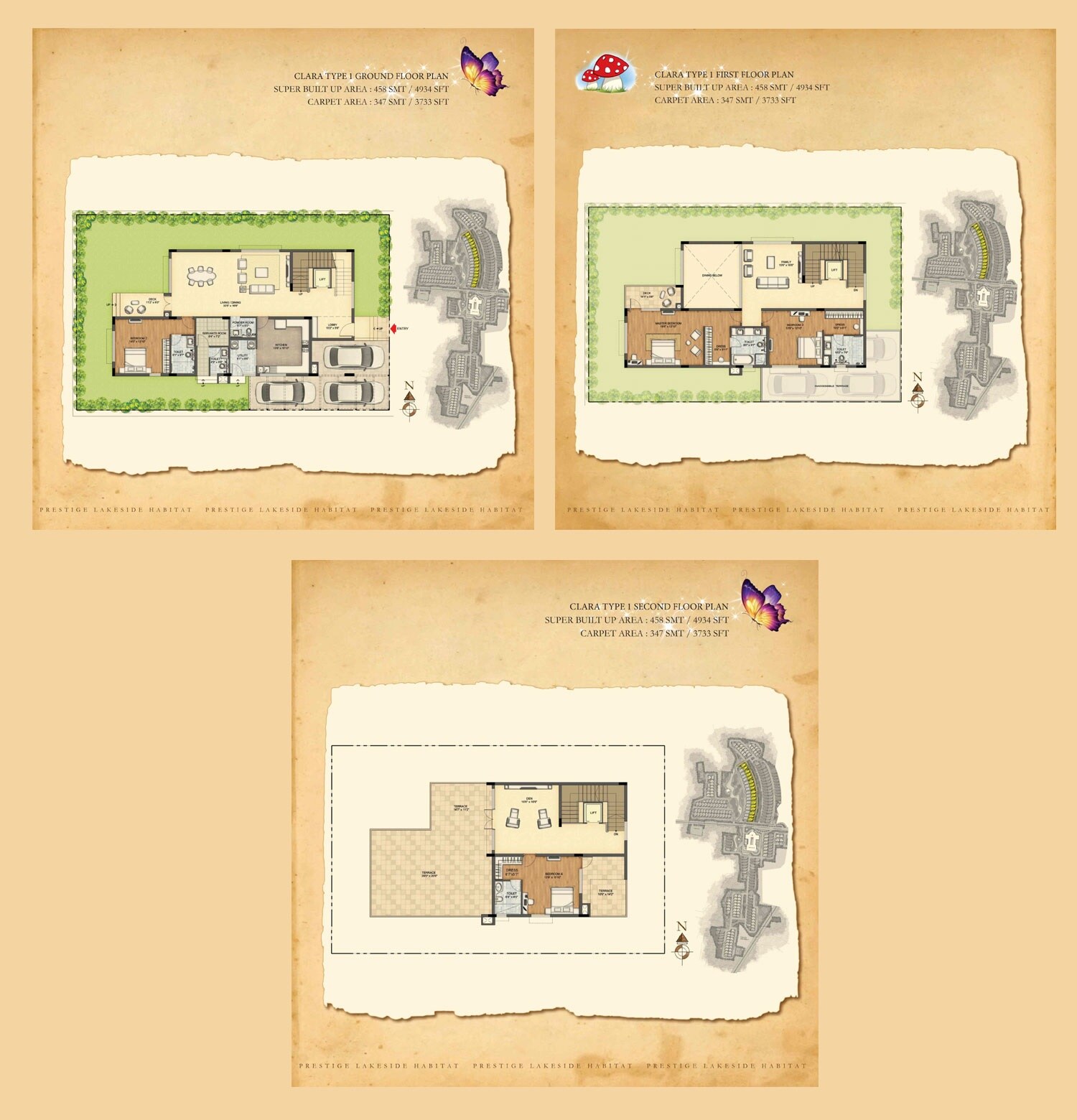 Floor plan of 4 BHK 4934 Sq. Ft. Villa in Prestige Lakeside Habitat Villa, Bangalore