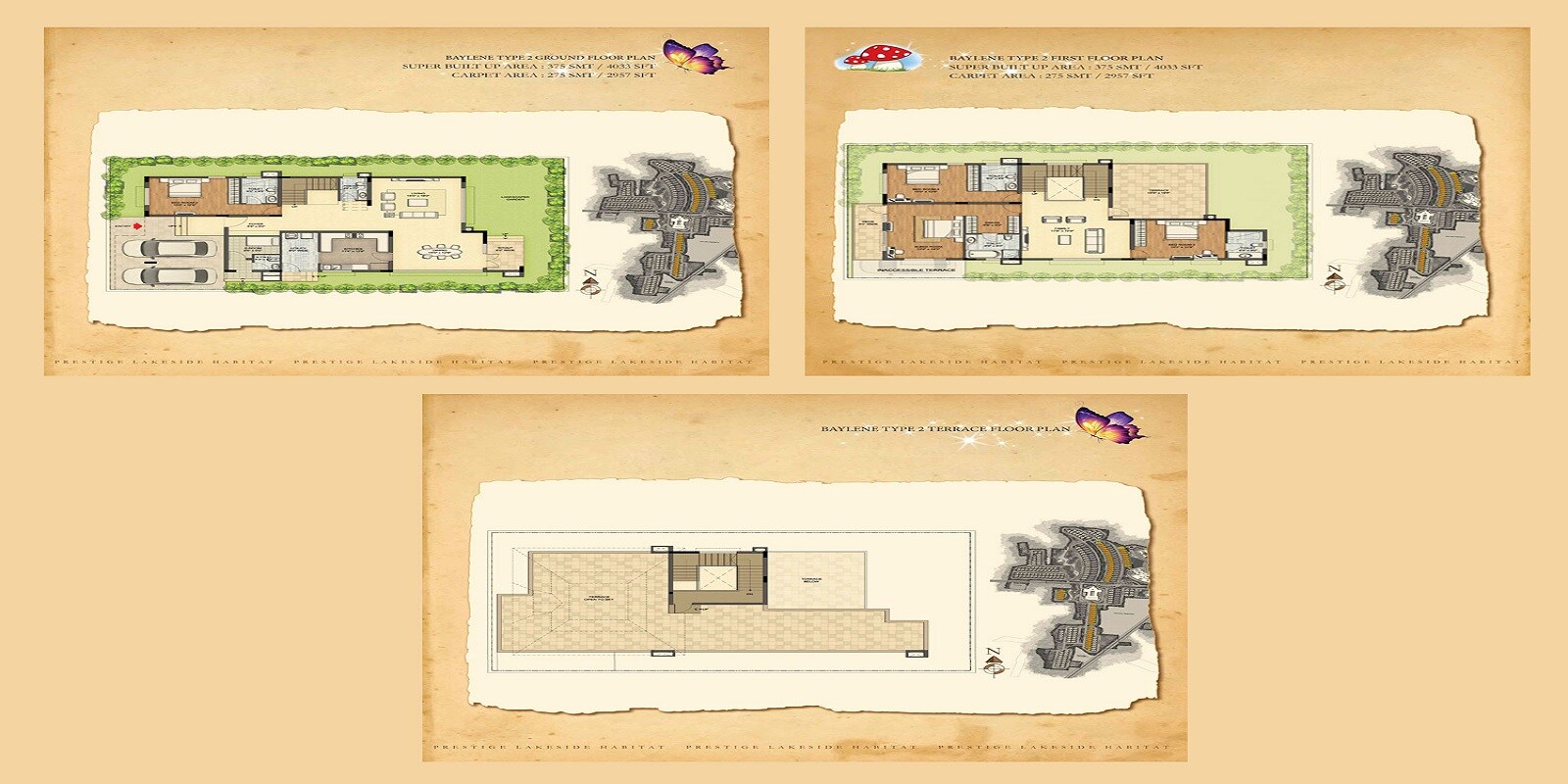 Floor plan of 4 BHK 4033 Sq. Ft. Villa in Prestige Lakeside Habitat Villas, Bangalore
