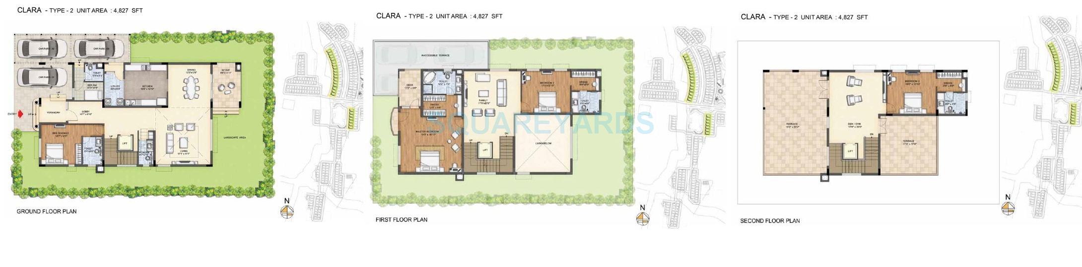 Floor plan of 4 BHK 4827 Sq. Ft. Villa in Prestige Lakeside Habitat Villas, Bangalore