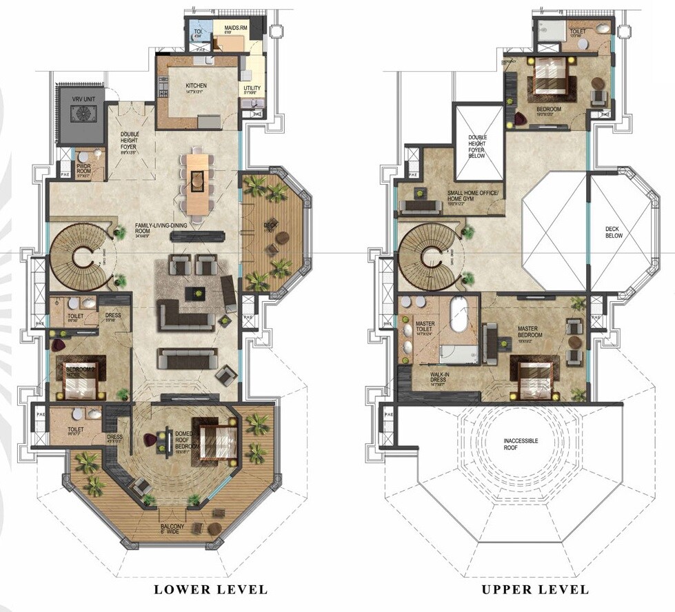 Floor plan of 4 BHK 6542 Sq. Ft. Apartment in Prestige Leela Residency, Bangalore