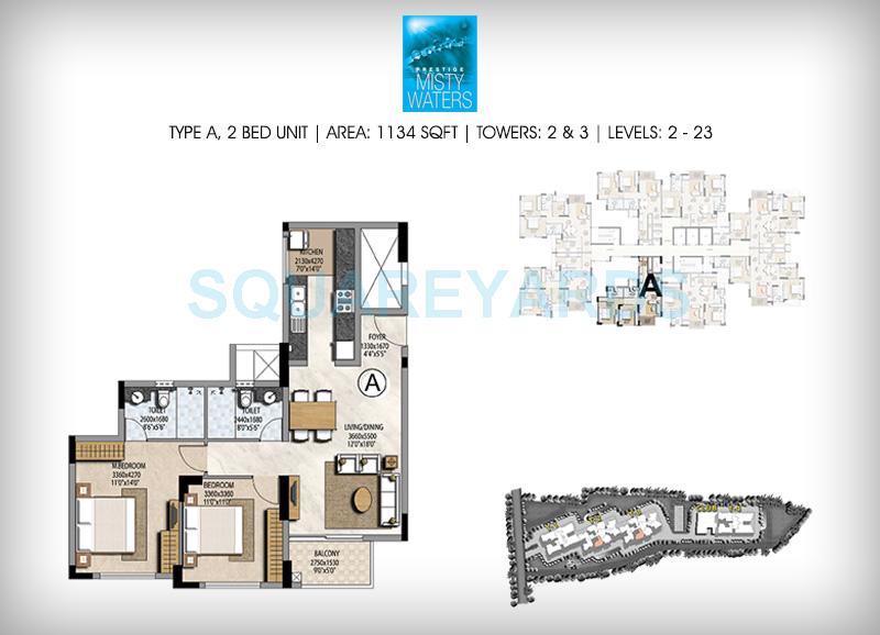 Other, prestige-misty-waters 2 Bedroom 1134 Sq.Ft. Apartment In Hebbal Bangalore 9107402