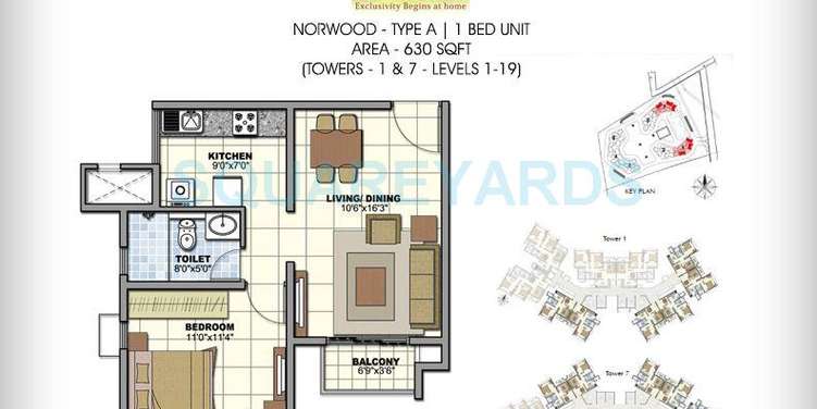 prestige norwood apartment 1bhk 630sqft1