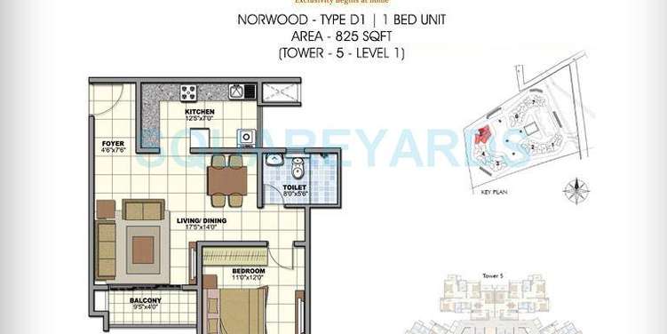 prestige norwood apartment 1bhk 828sqft1