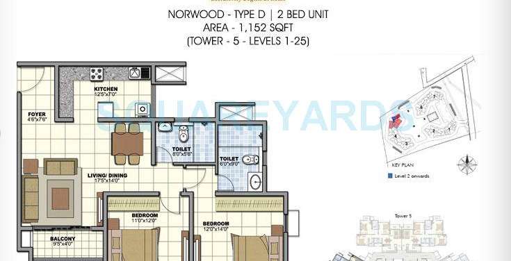 prestige norwood apartment 2bhk 1152sqft1
