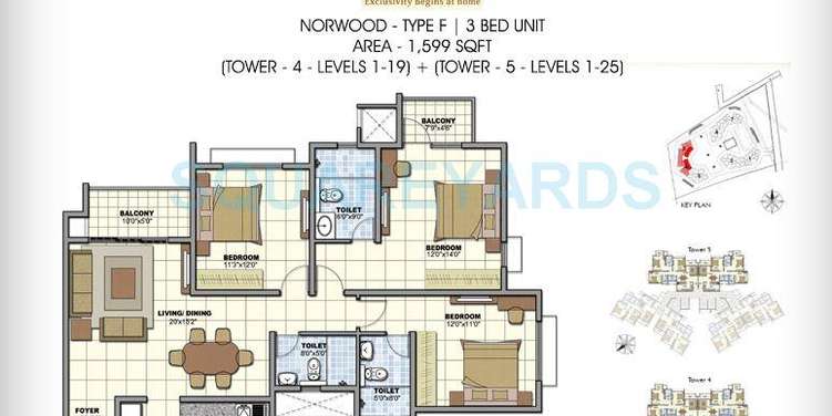 prestige norwood apartment 3bhk 1599sqft1