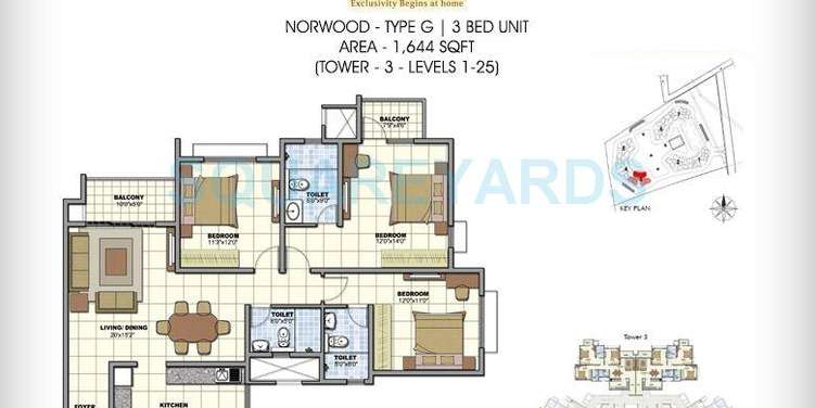 prestige norwood apartment 3bhk 1644sqft1