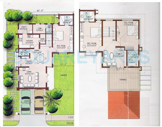 Floor plan of 3 BHK 2040 Sq. Ft. Villa in Prestige Ozone, Bangalore