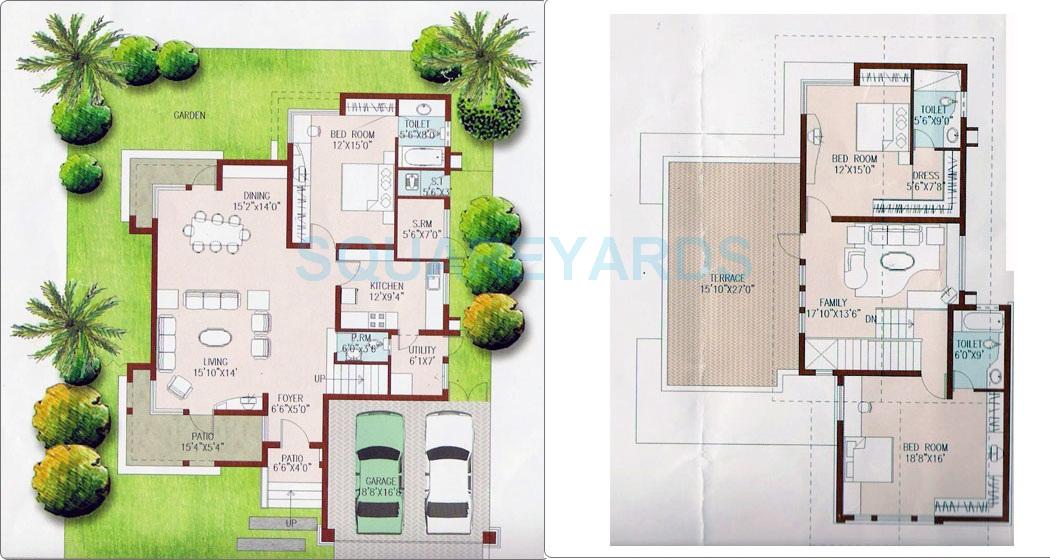 Floor plan of 3 BHK 2600 Sq. Ft. Villa in Prestige Ozone, Bangalore