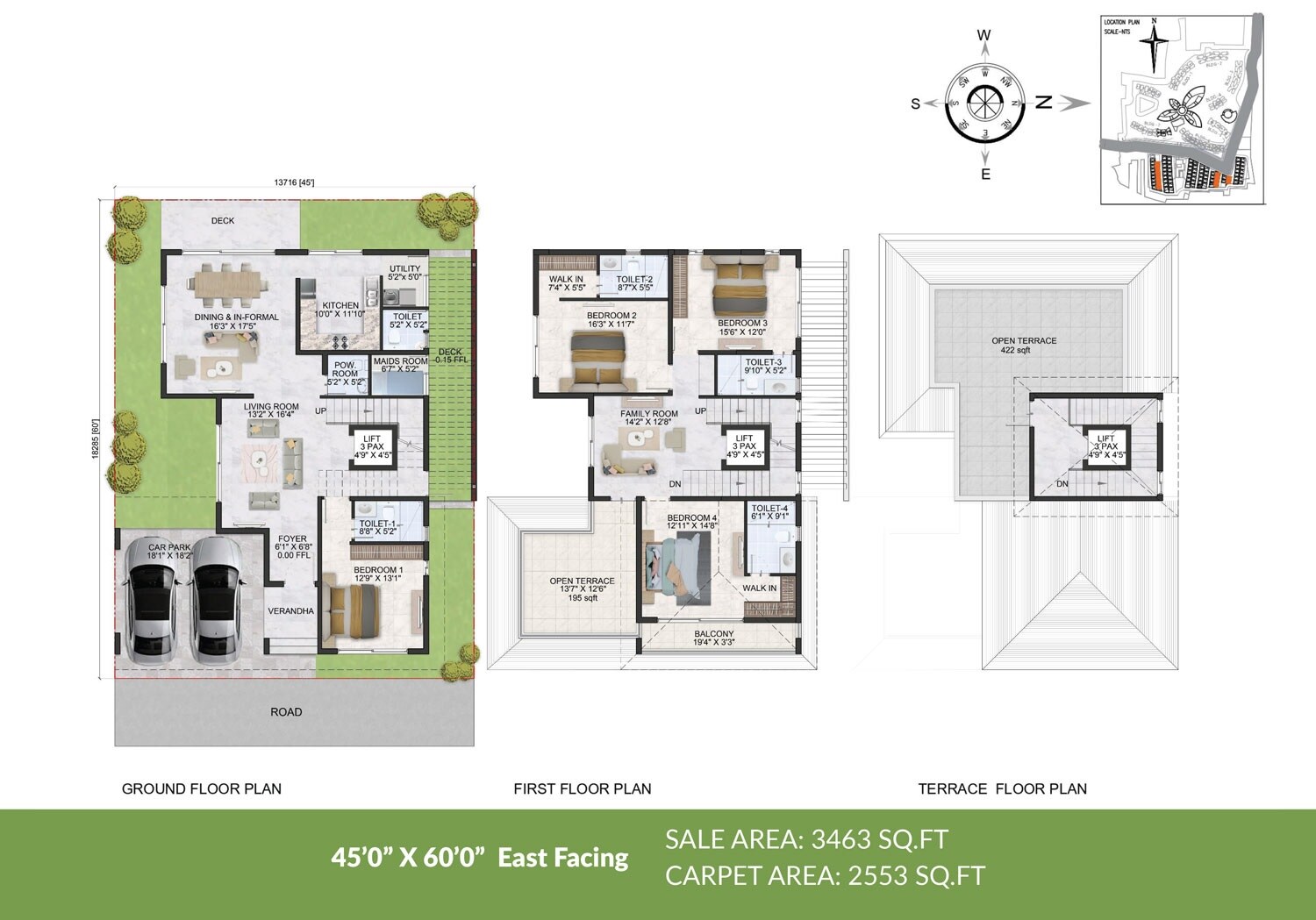 Floor plan of 4 BHK 3463 Sq. Ft. Villa in Prestige Park Grove, Bangalore
