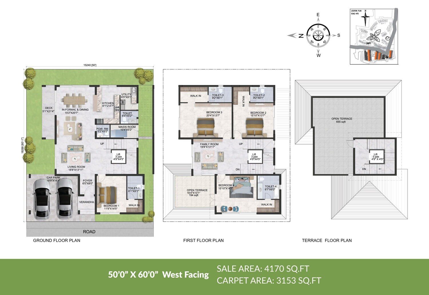 Floor plan of 4 BHK 4170 Sq. Ft. Villa in Prestige Park Grove, Bangalore