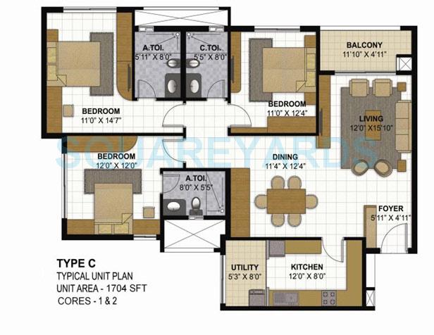 3 BHK 1704 Sq. Ft. Apartment