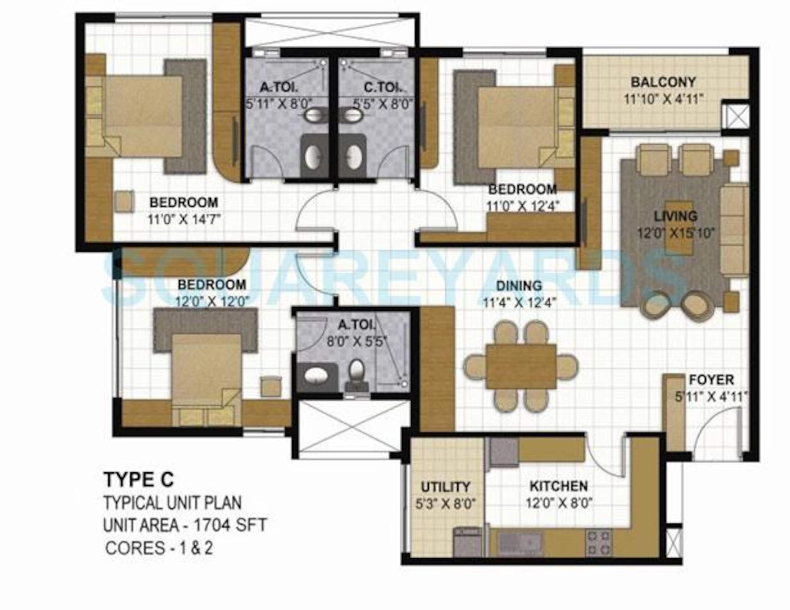 prestige parkview apartment 3bhk 1704sqft1