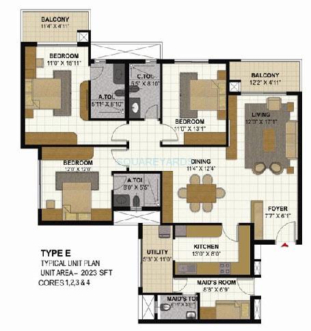 3 BHK 2023 Sq. Ft. Apartment