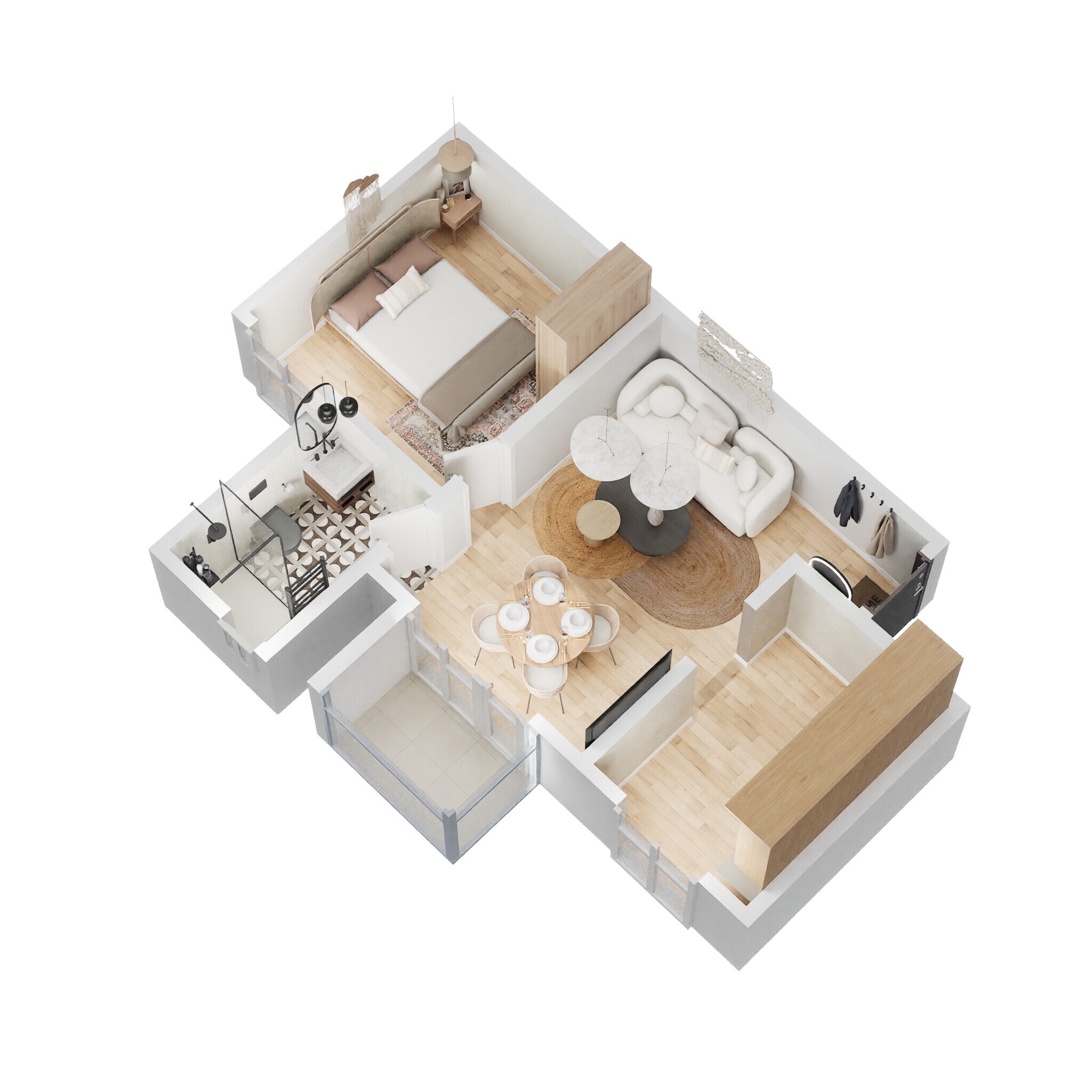 Floor plan of 1 BHK 572 Sq. Ft. Apartment in Prestige Primrose Hills, Bangalore