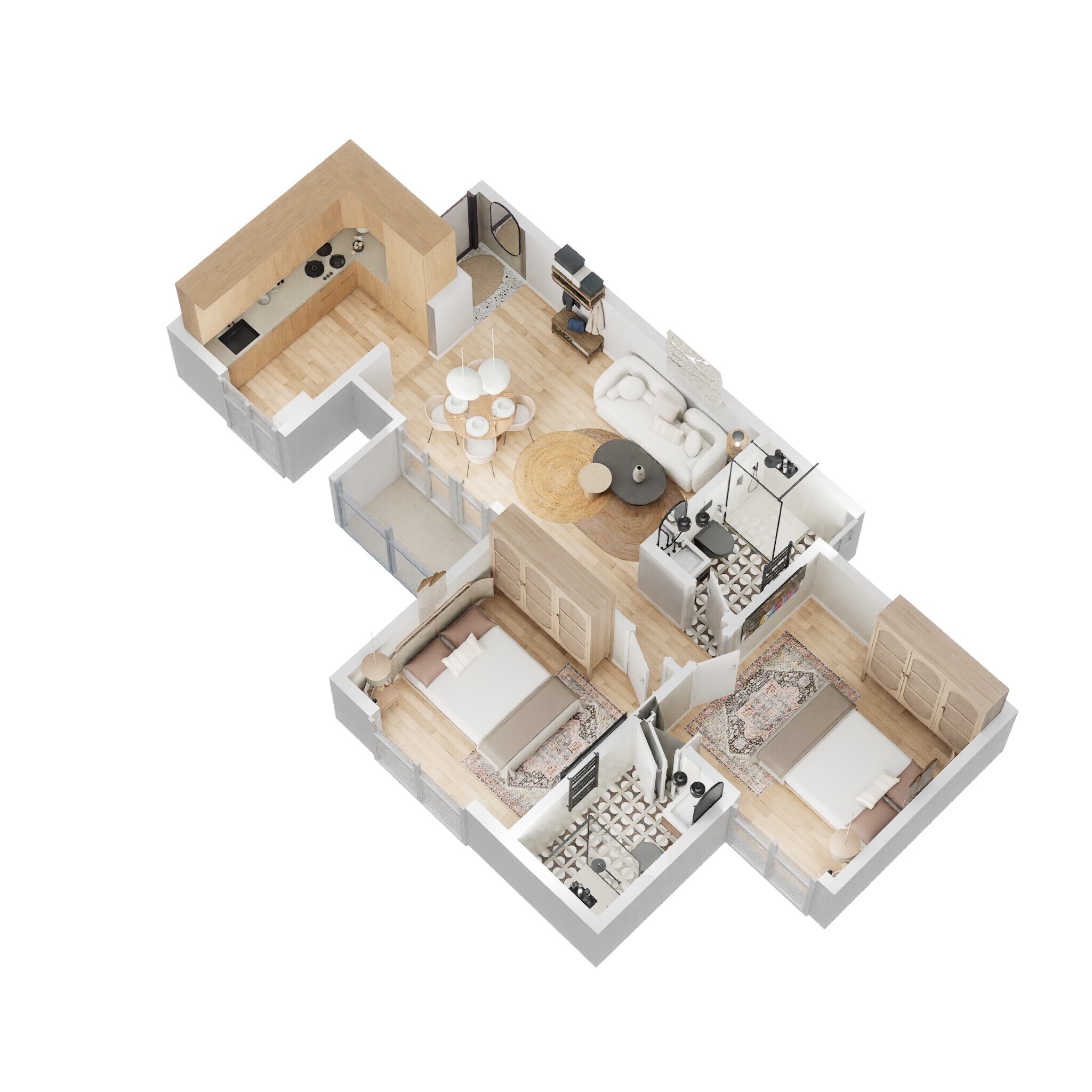 Floor plan of 2 BHK 867 Sq. Ft. Apartment in Prestige Primrose Hills, Bangalore