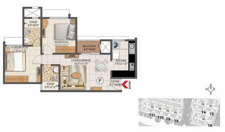 Other, prestige-primrose-hills 2 Bedroom 900 Sq.Ft. Apartment In Banashankari 6th Stage Bangalore 8588451