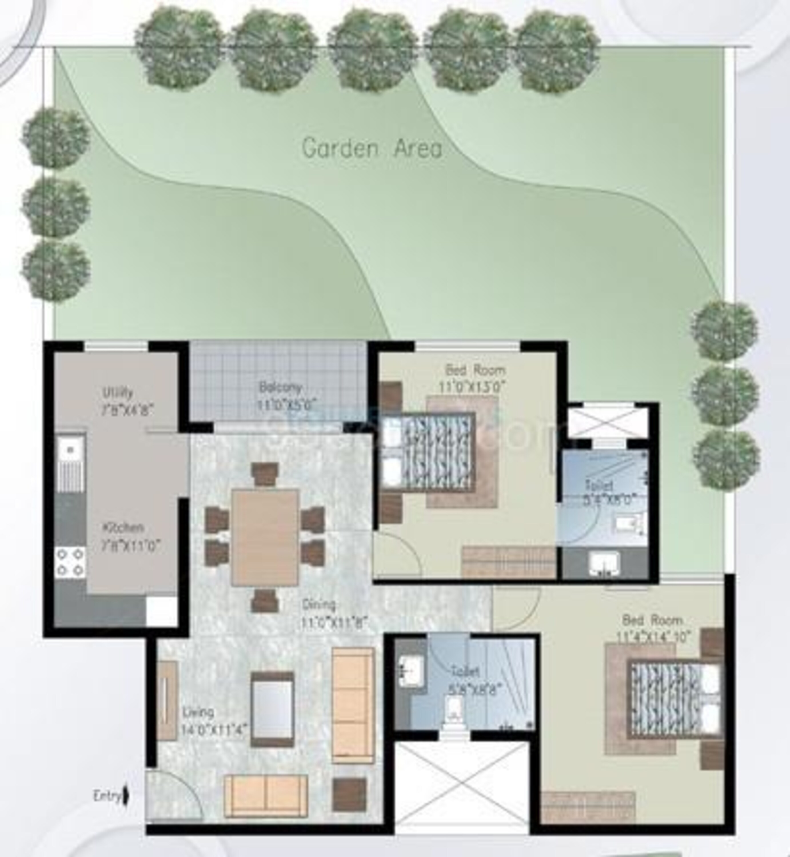 prestige silver crest apartment 2bhk 1506sqft1