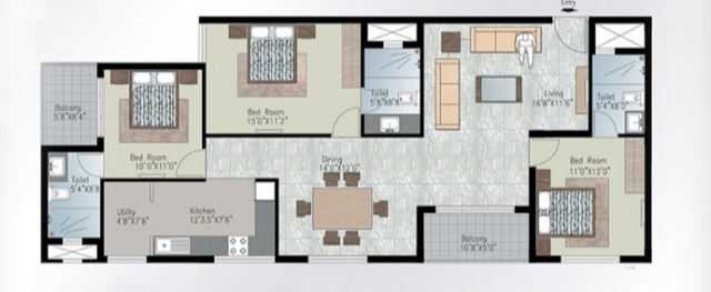 3 BHK 1788 Sq. Ft. Apartment