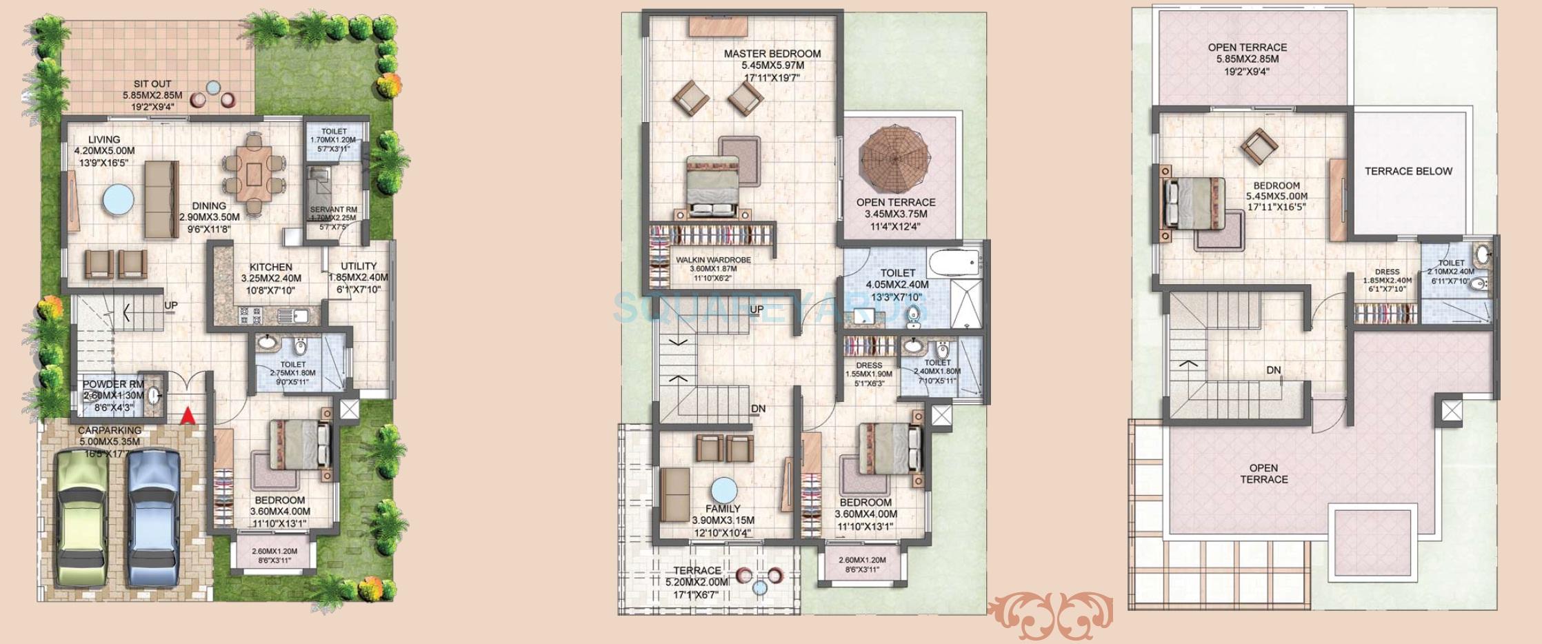 Floor plan of 4 BHK 3940 Sq. Ft. Villa in Prestige Silver Oak Villa, Bangalore