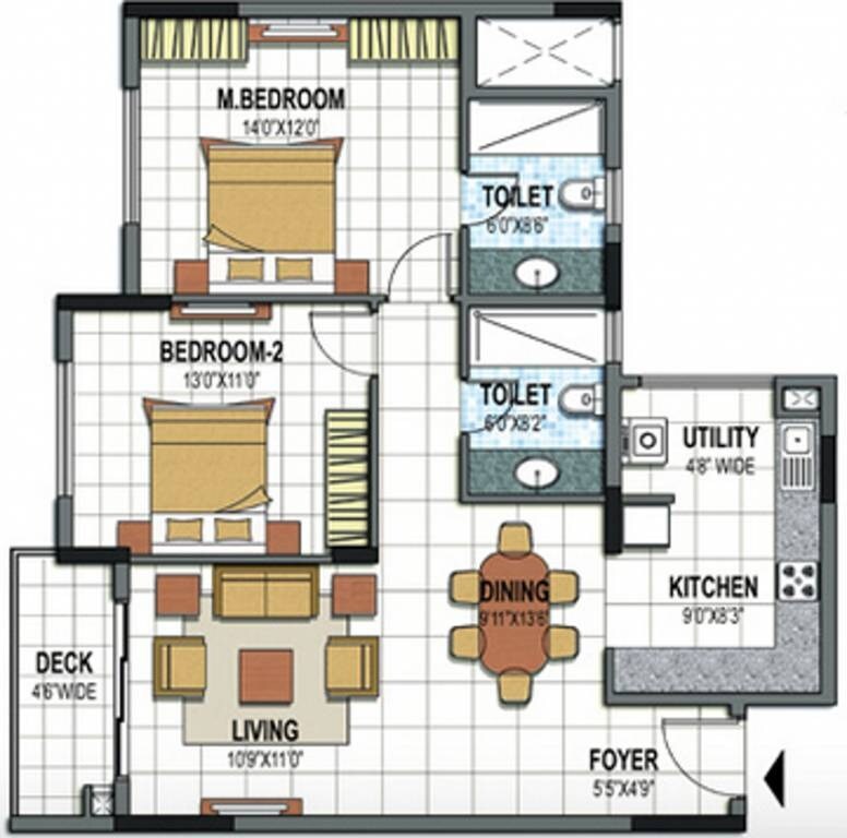 2 BHK 1230 Sq. Ft. Apartment