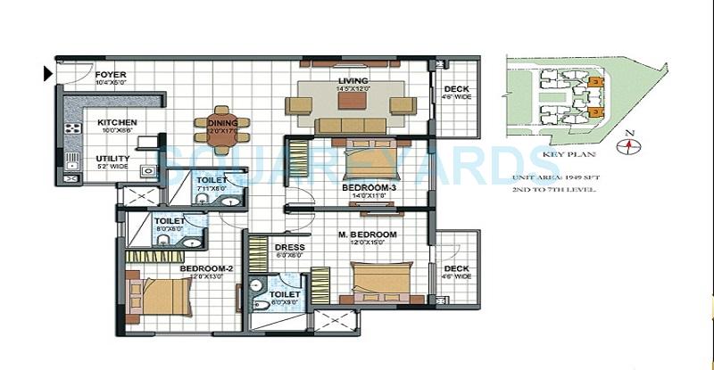 3 BHK 1949 Sq. Ft. Apartment