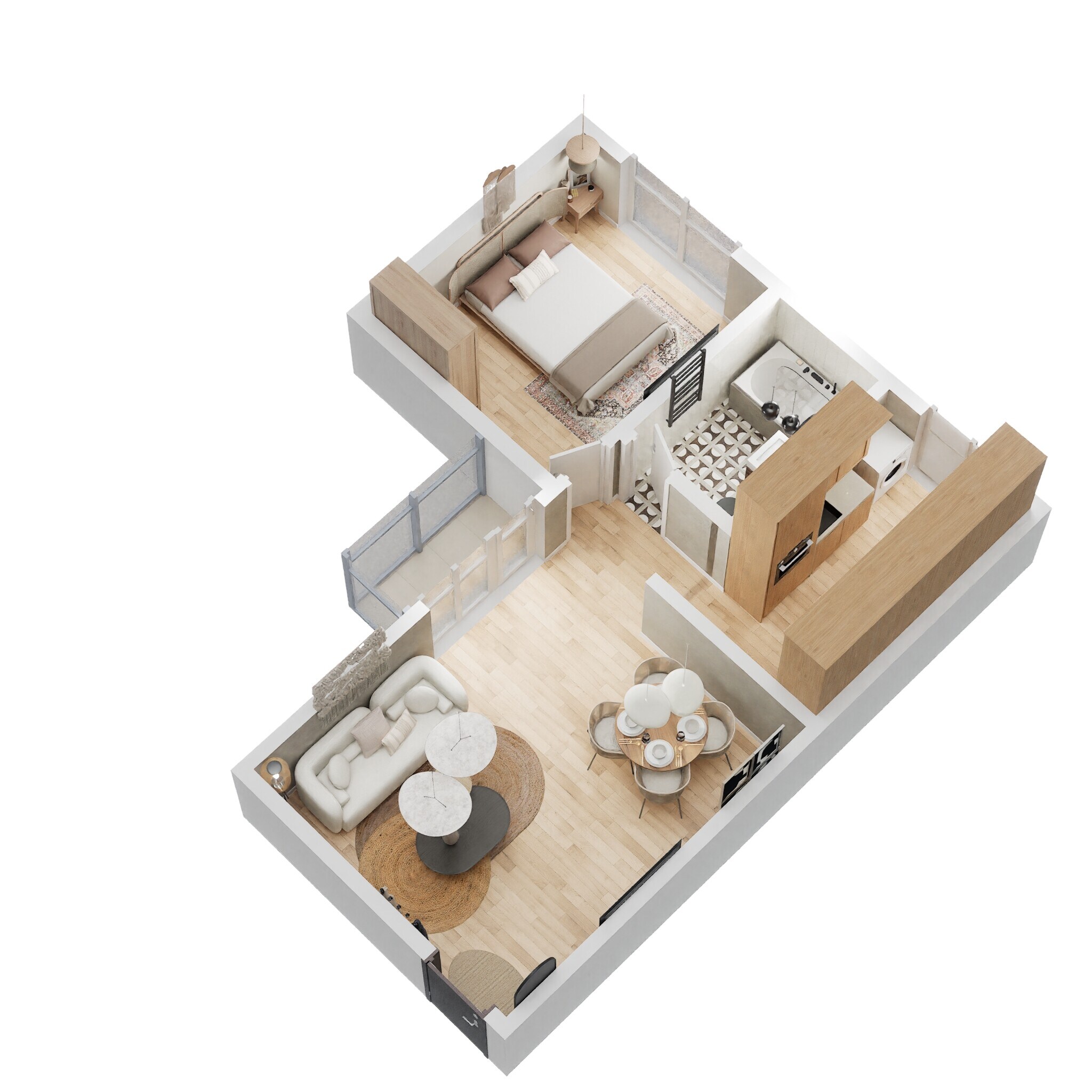 1 BHK 666 Sq. Ft. Apartment