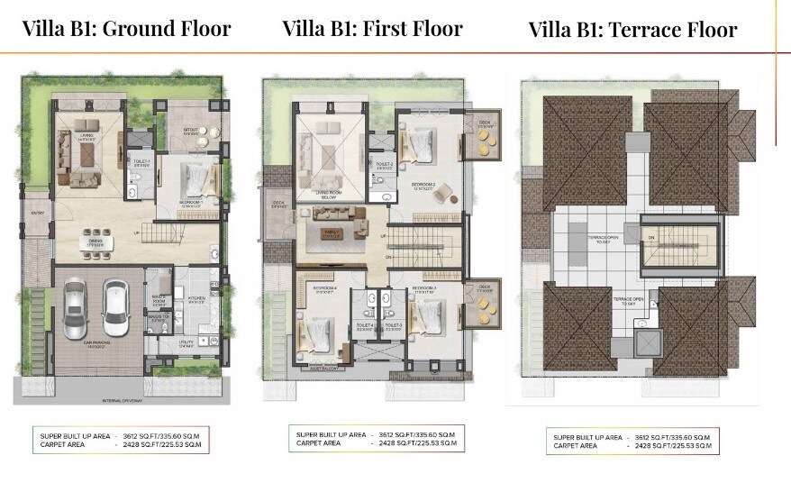 Floor plan of 4 BHK 3612 Sq. Ft. Villa in Prestige Smart City, Bangalore