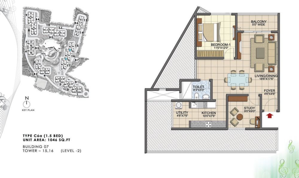 prestige song of the south apartment 1bhk 1046sqft 1