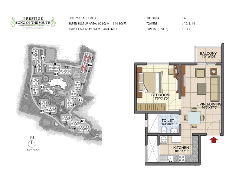 prestige song of the south apartment 1bhk 644sqft 131