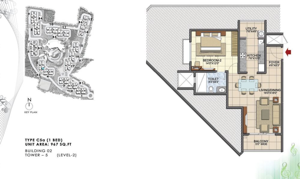 prestige song of the south apartment 1bhk 967sqft 1