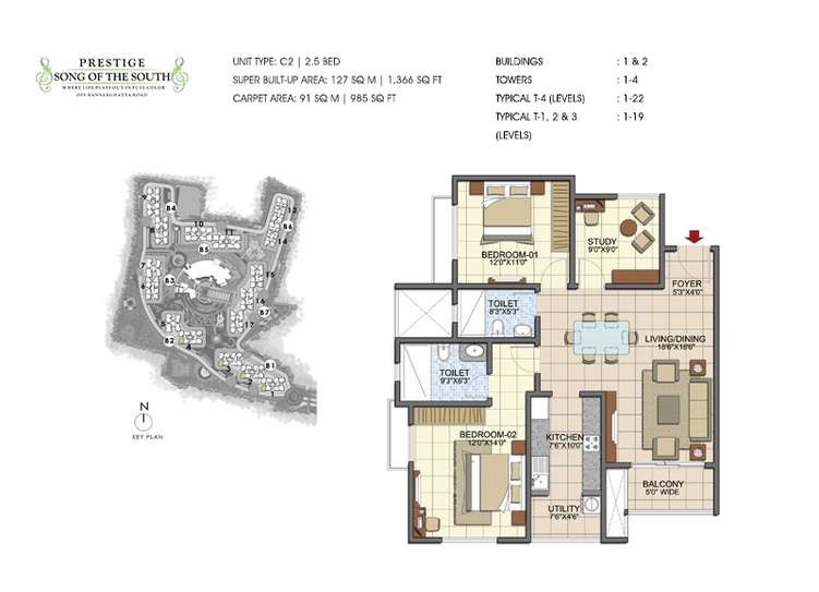 prestige song of the south apartment 2bhk 1366sqft 131