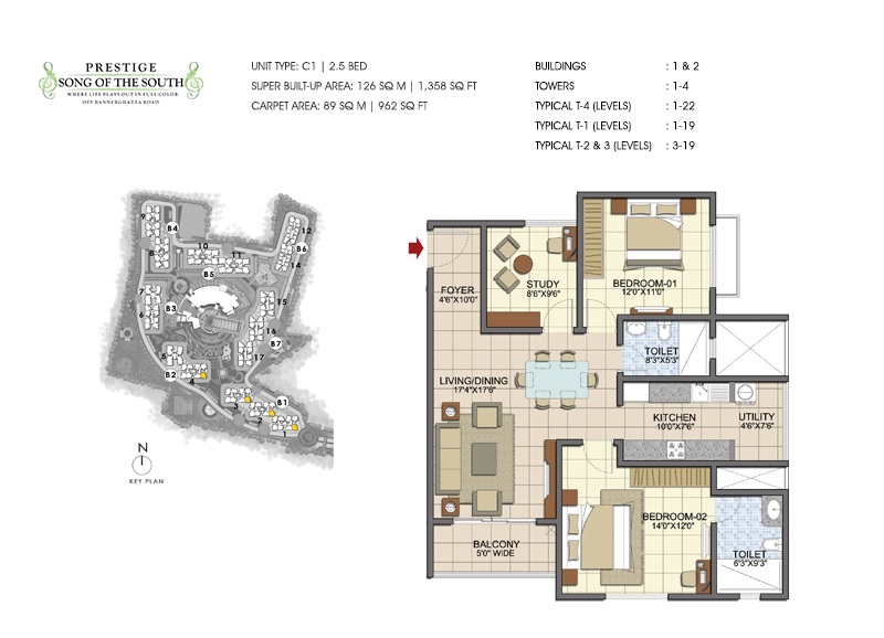 prestige song of the south apartment 2bhk st 1358sqft 131