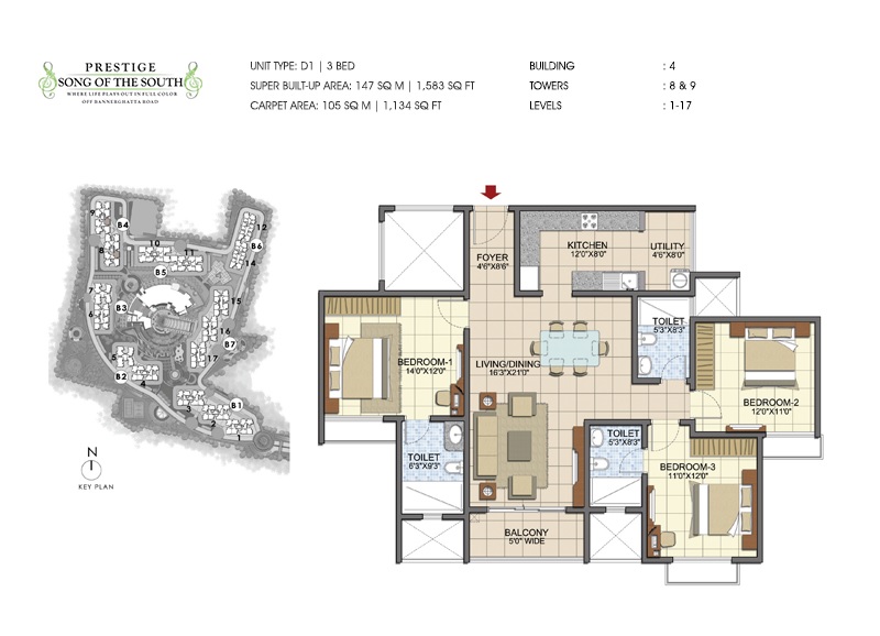 prestige song of the south apartment 3bhk 1583sqft 131