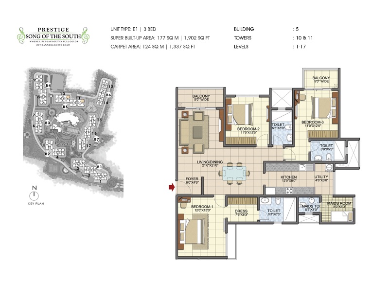 prestige song of the south apartment 3bhk sq 1902sqft 131