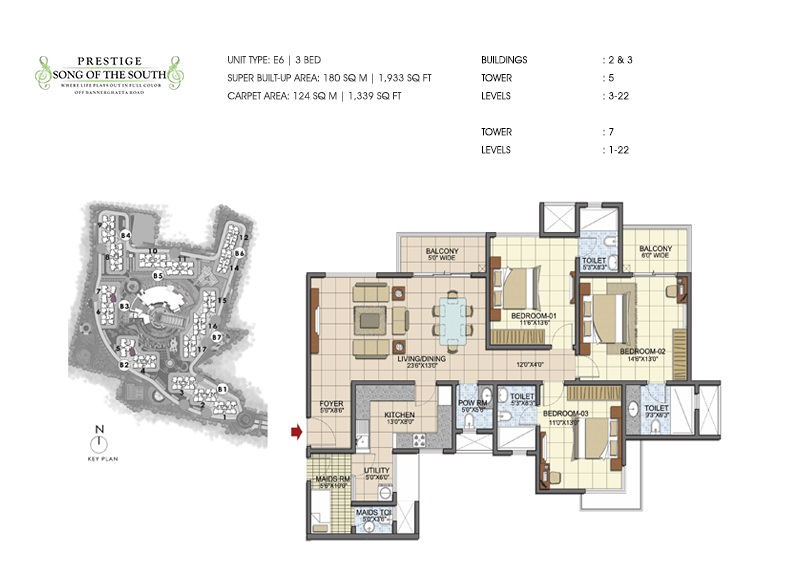 prestige song of the south apartment 3bhk sq 1933sqft 131