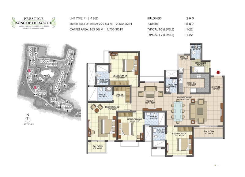 prestige song of the south apartment 4bhk 2462sqft 131