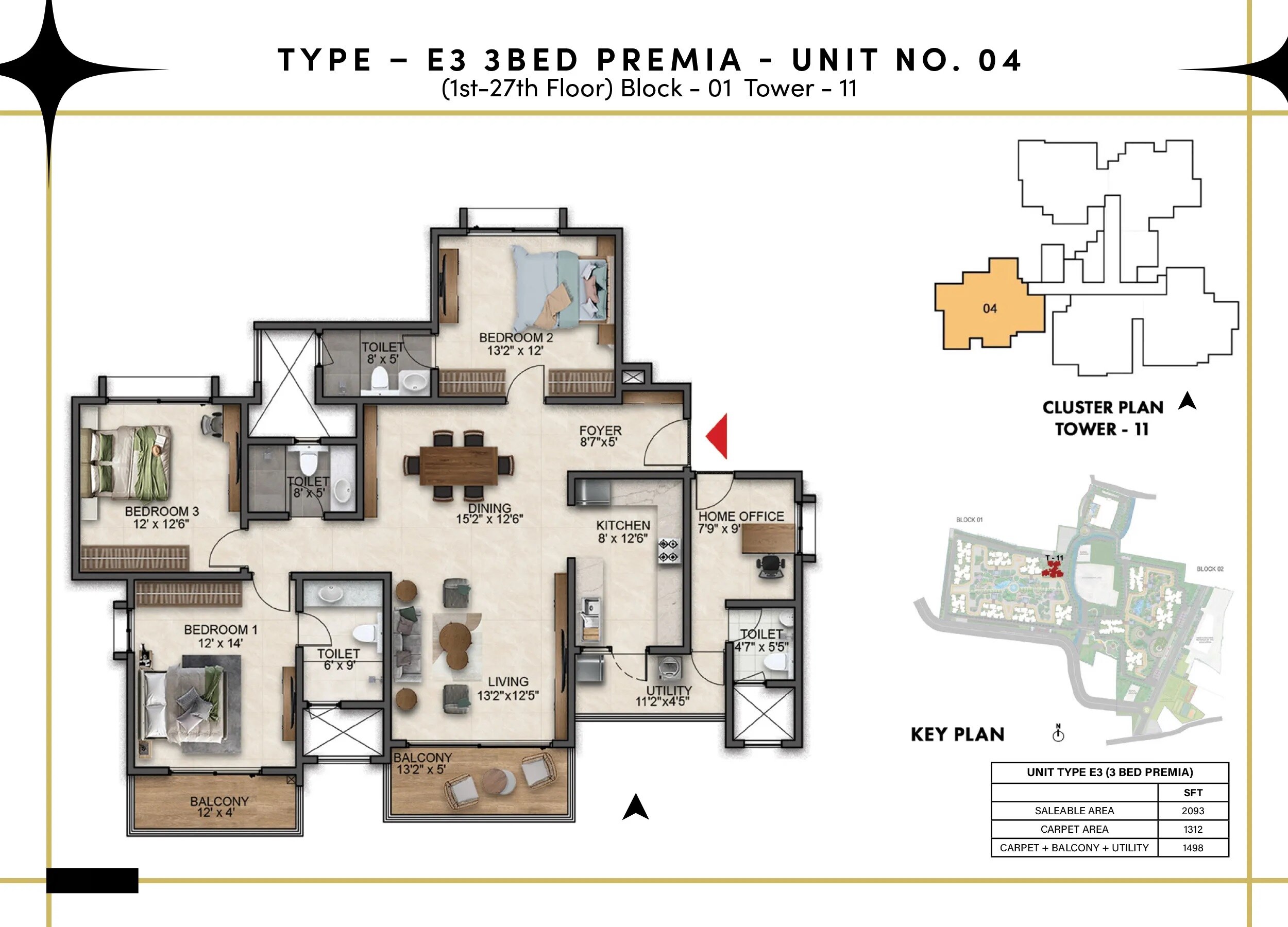 3 BHK 2093 Sq. Ft. Apartment