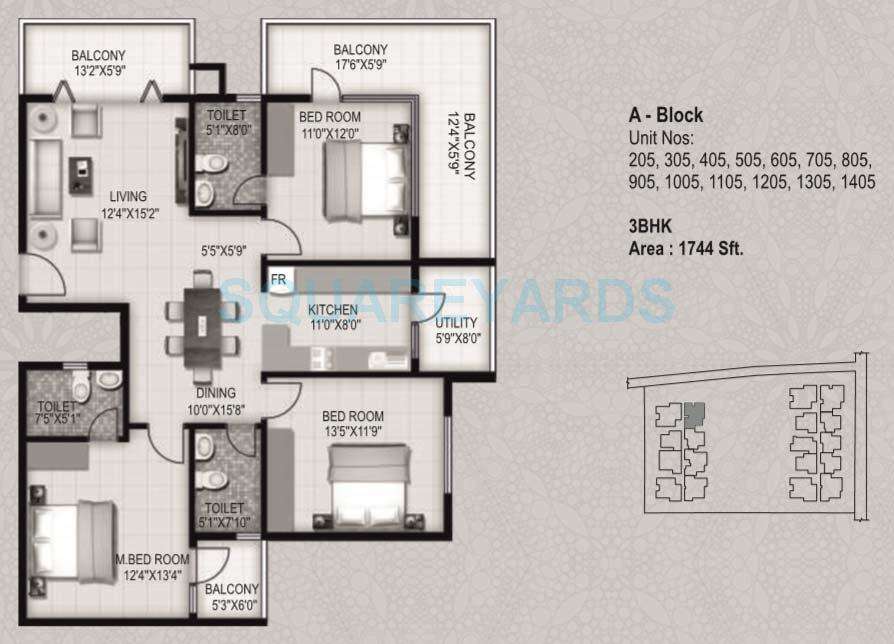 3 BHK 1744 Sq. Ft. Apartment in Prestige St Johns Woods