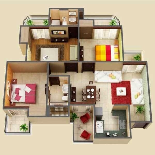 Floor plan of 3 BHK 3000 Sq. Ft. Apartment in Prestige Sukri Serenity, Bangalore