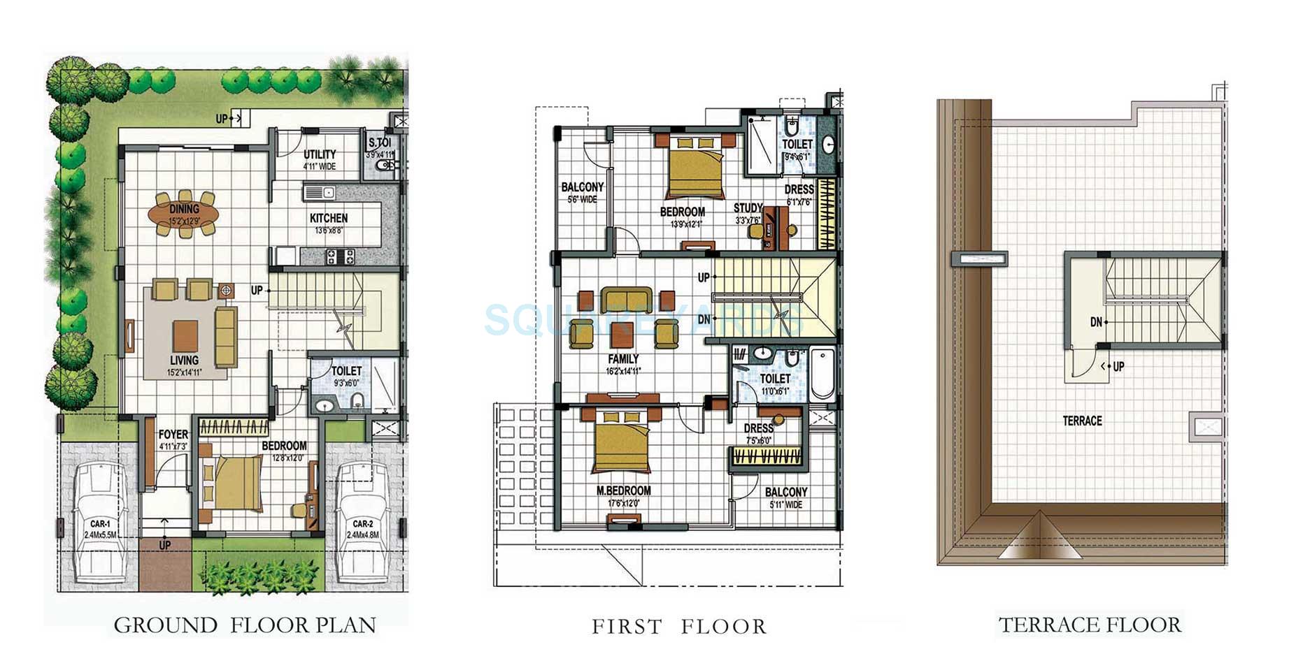 Floor plan of 3 BHK 2585 Sq. Ft. Villa in Prestige Summer Fields, Bangalore